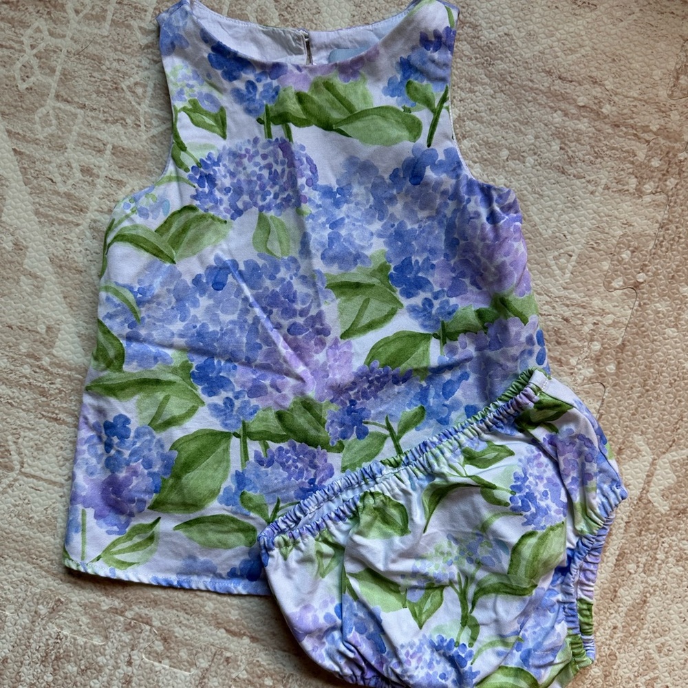 Hill House Home Charlie - Floral Diaper Cover Set - Blue and Green Hydrangeas